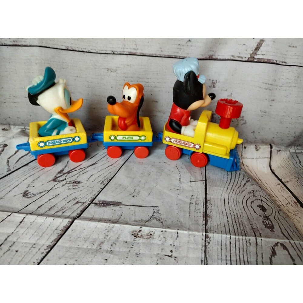 Mickey Mouse Engineer Mickey's Wind Up Toy Train Disney Vintage 1987